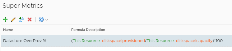 vRealize Operations Manager - Datastore Overprovisioning - Super Metric
