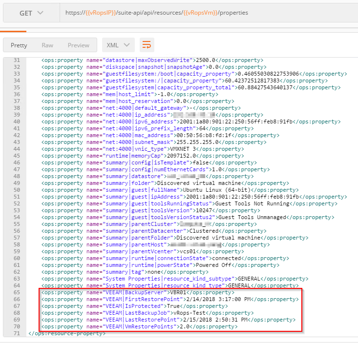 Veeam Integration with vRealize Operations Manager - Postman