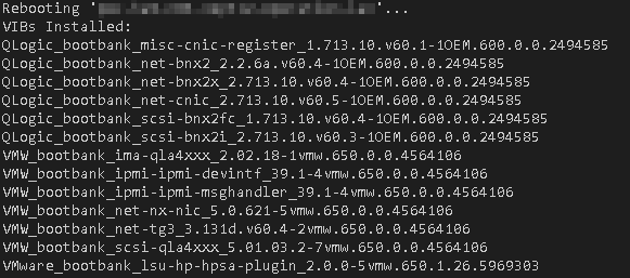 Upload and Install ESXi Patch via PowerCLI - Log Output