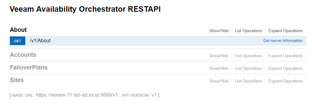 PowerShell Module for Veeam Availability Orchestrator - Swagger