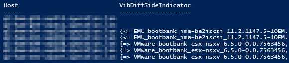 Compare installed VMware ESXi VIBs - VibDiffSideIndicator