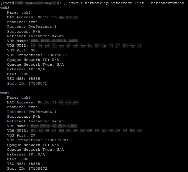 NSX Troubleshooting - Management and Control Plane - esxcli network ip interface list