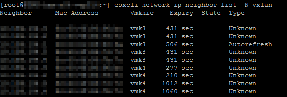 NSX Troubleshooting - Management and Control Plane - esxcli network ip neighbor