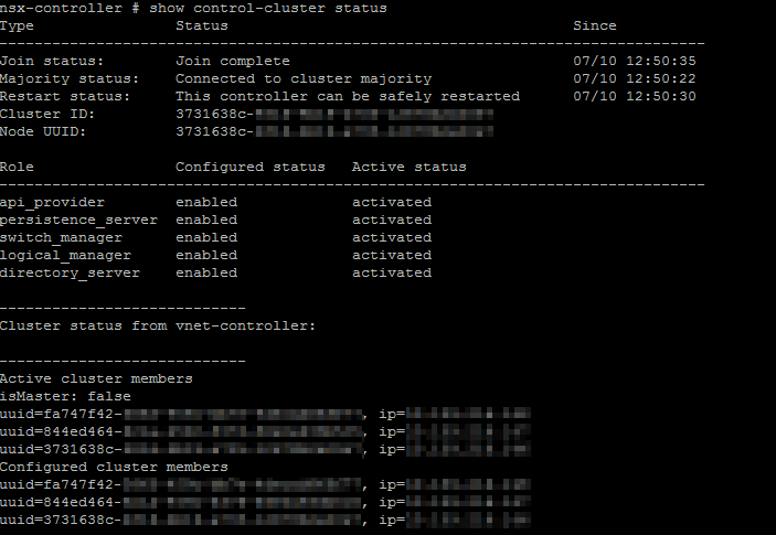 NSX Troubleshooting - Management and Control Plane - Show Control-Cluster Status