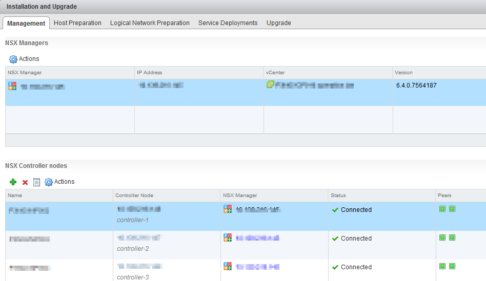 NSX Troubleshooting - Management and Control Plane - Show Controller in UI