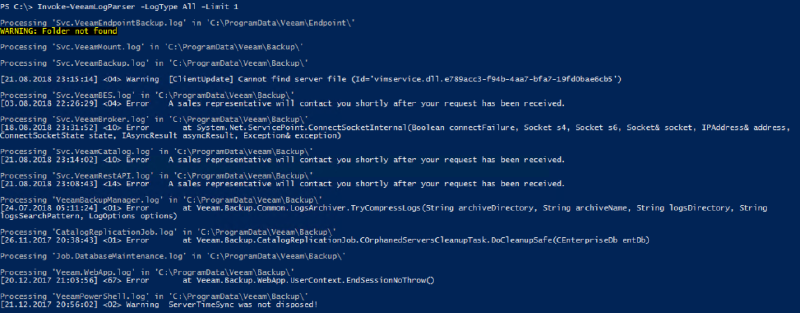 Veeam log file analysis with PowerShell