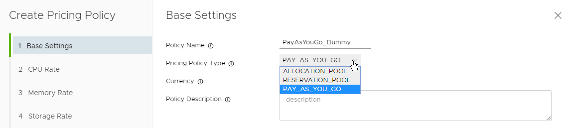 vRealize Operations Tenant App 2.0 for vCloud Director - Pricing Options - Base Settings