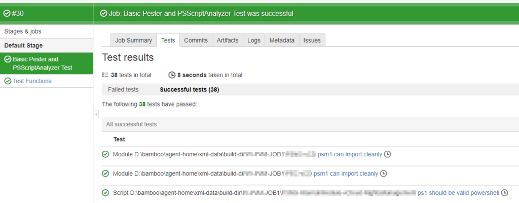 Bamboo PowerShell Pester Integration - Job results