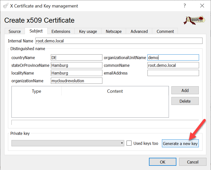 CA signed vCenter Certificate from XCA - Root-CA Subject