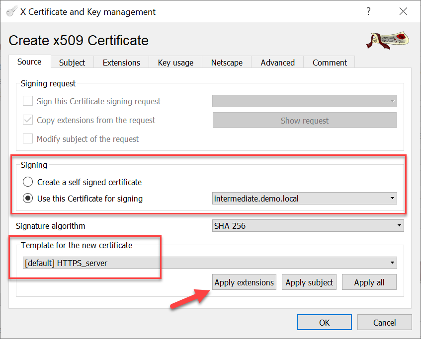 CA signed vCenter Certificate from XCA - Server Certificate signing and Template