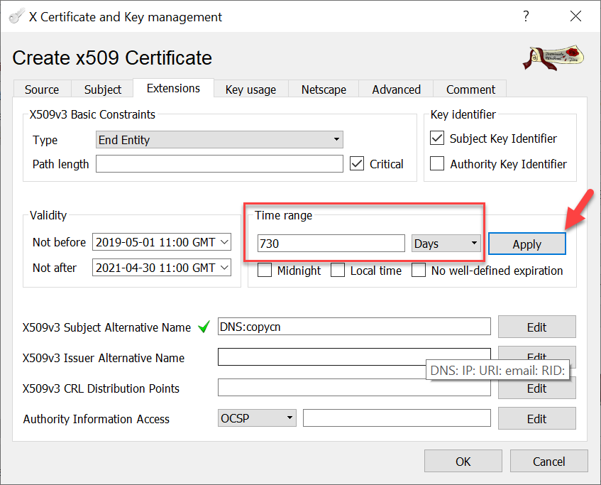 CA signed vCenter Certificate from XCA - Server Certificate Extension and Validity