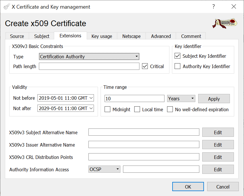 CA signed vCenter Certificate from XCA - Root-CA Extensions