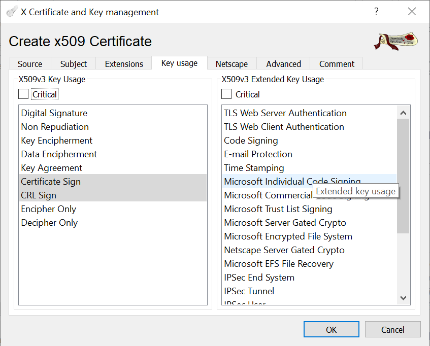 CA signed vCenter Certificate from XCA - Root-CA Key Usage