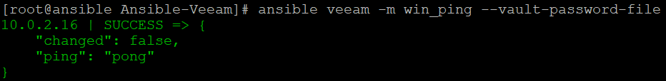 Veeam unattended installation with Ansible - win_ping