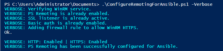 Veeam unattended installation with Ansible - ConfigureRemotingForAnsible.ps1 PowerShell script