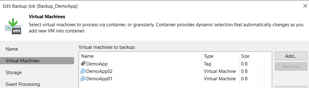 Veeam and vSphere Tag Integration with Ansible - Veeam Backup Job