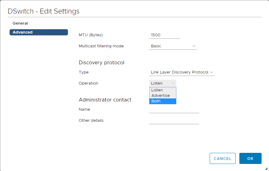 Enable Link Layer Discovery Protocol on a vSphere Distributed Switch