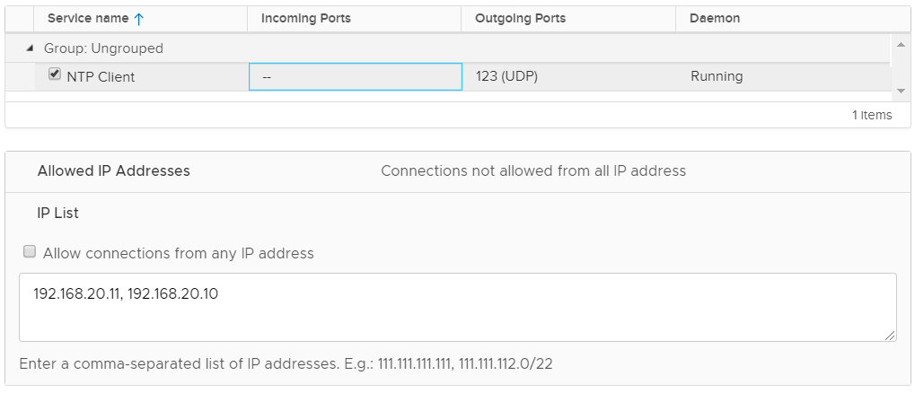 ESXi NTP Security Configuration - Firewall Rule