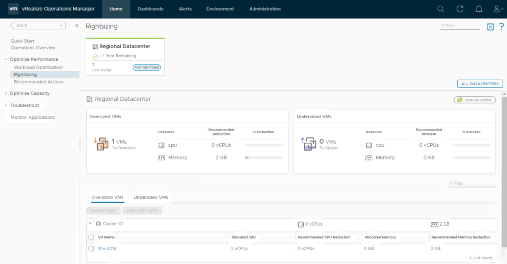 vRealize Operations Rightsizing Recommendations - Quickstart