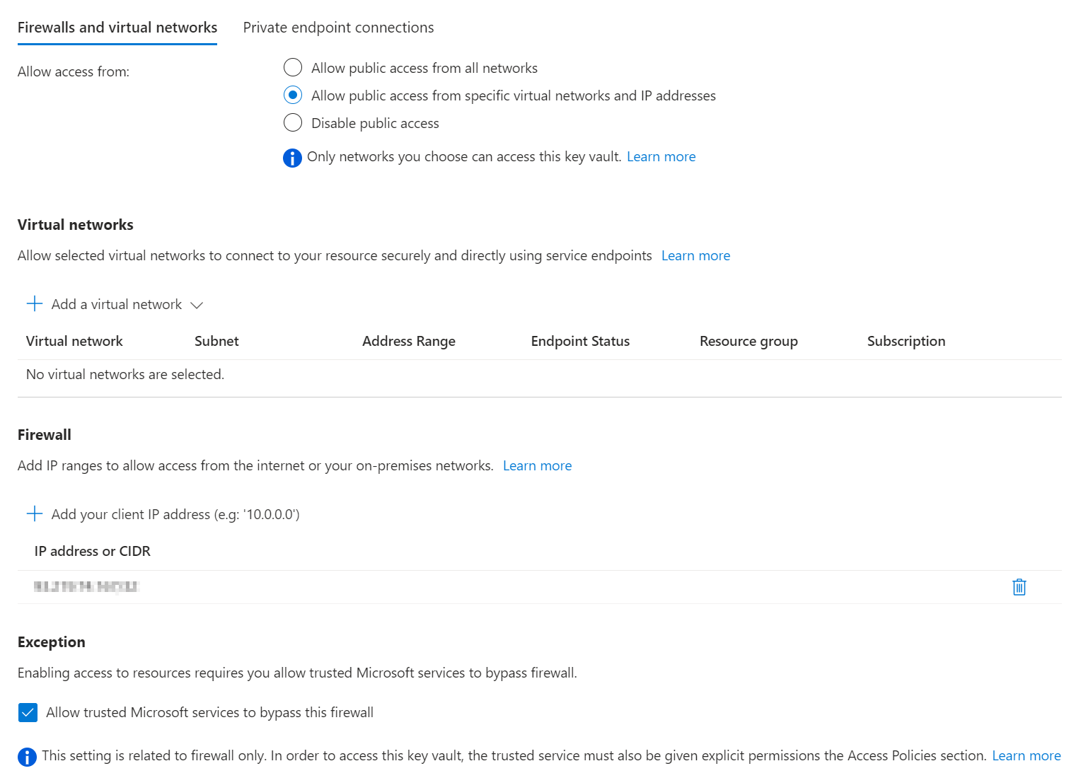 Azure Key Vault - Networking
