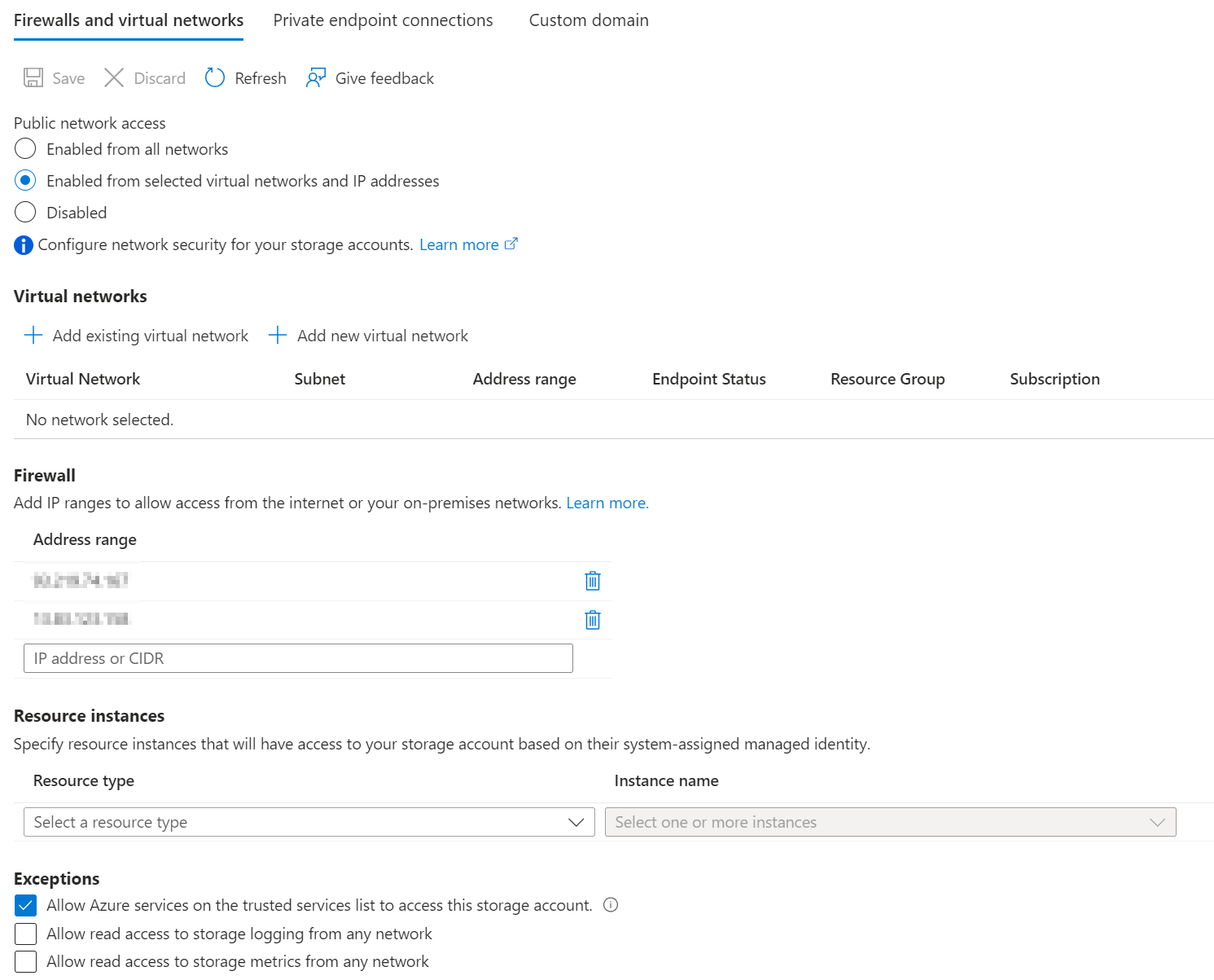 Azure Storage Account - Networking